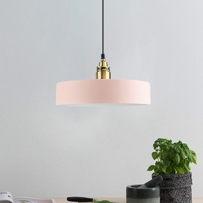 Lámpara de colgante redonda de 5 "/12" de ancho Macaron Macaron Metal Metal Lighting con enchufe de latón para corredor