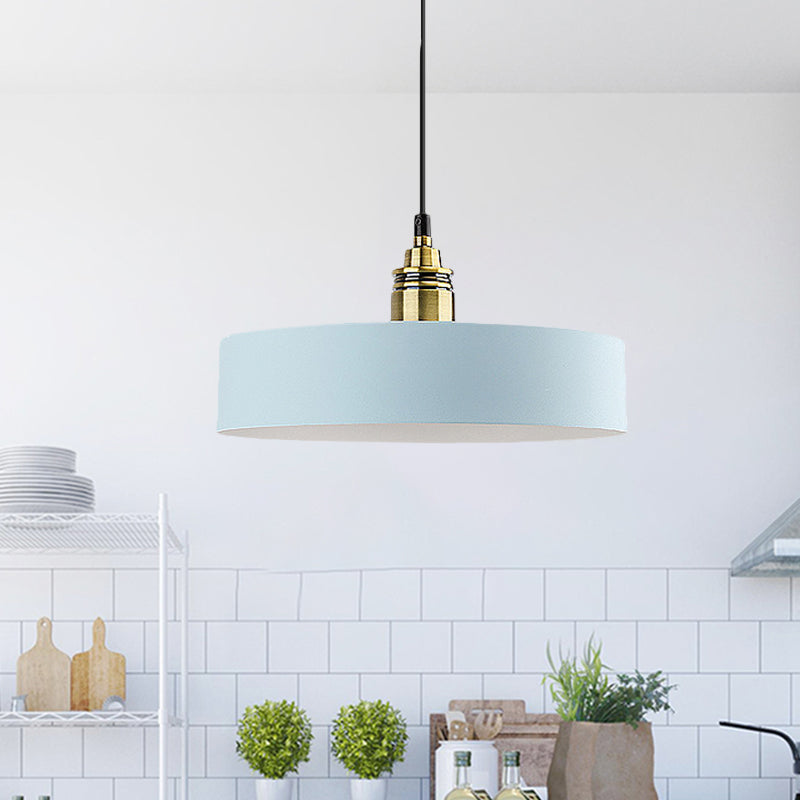 Lámpara de colgante redonda de 5 "/12" de ancho Macaron Macaron Metal Metal Lighting con enchufe de latón para corredor