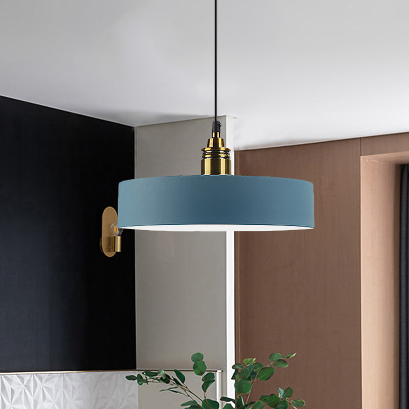 Lámpara de colgante redonda de 5 "/12" de ancho Macaron Macaron Metal Metal Lighting con enchufe de latón para corredor