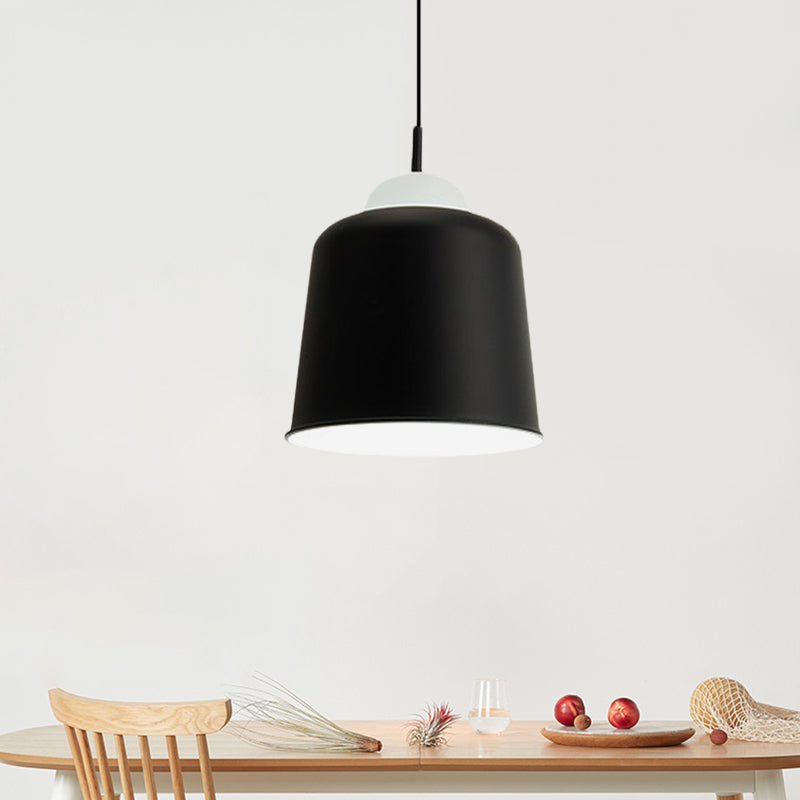 Luz de suspensión de metal luz simple estilo simple lámpara colgante de estudio negro/gris/blanco para sala de estudio