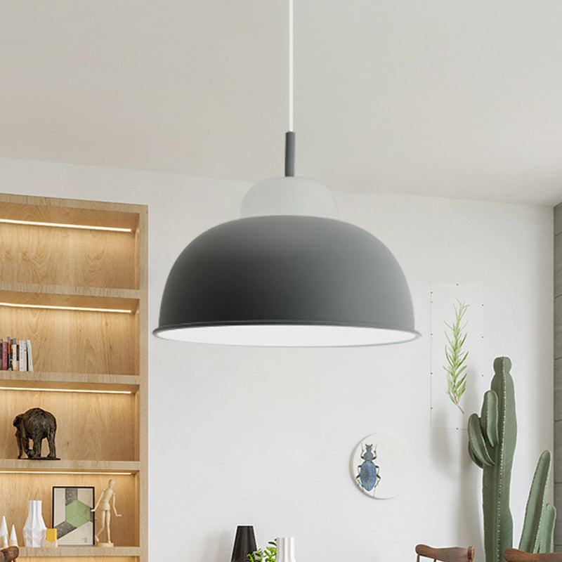 Luz de suspensión de metal luz simple estilo simple lámpara colgante de estudio negro/gris/blanco para sala de estudio
