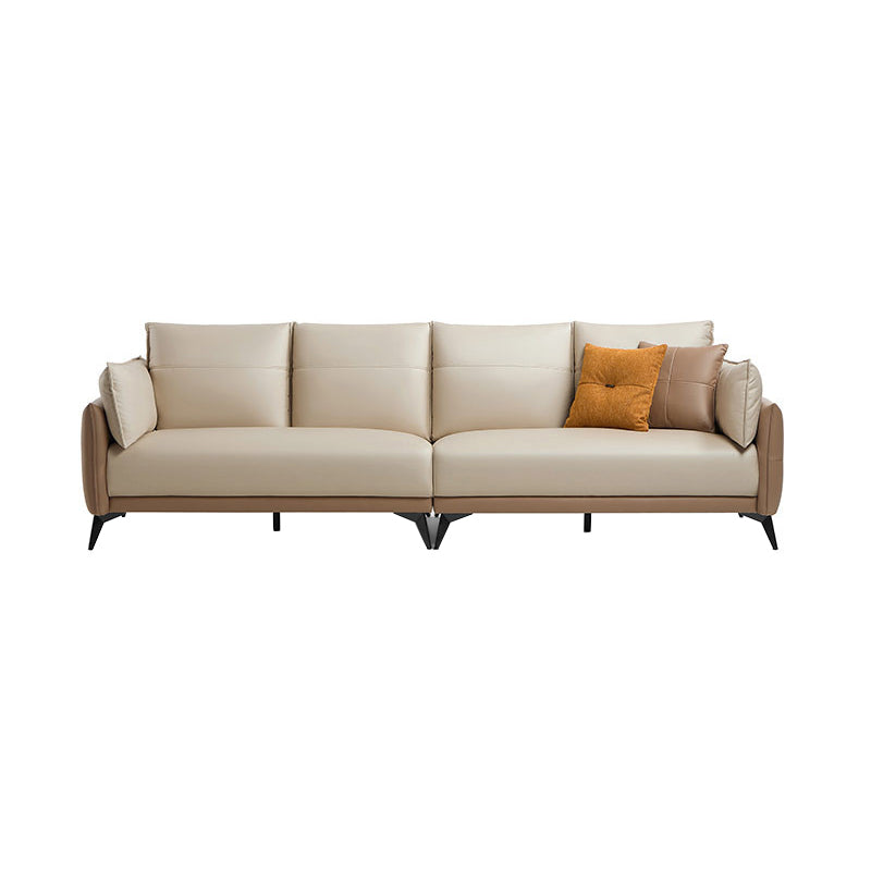 No Distressing Solid Color Scratch Resistant Leather Sofa for Living Room