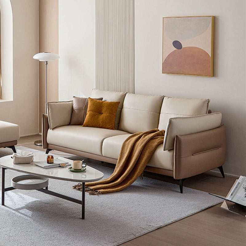 No Distressing Solid Color Scratch Resistant Leather Sofa for Living Room