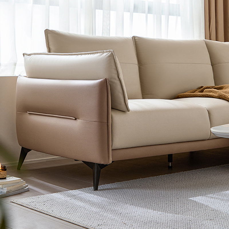 No Distressing Solid Color Scratch Resistant Leather Sofa for Living Room