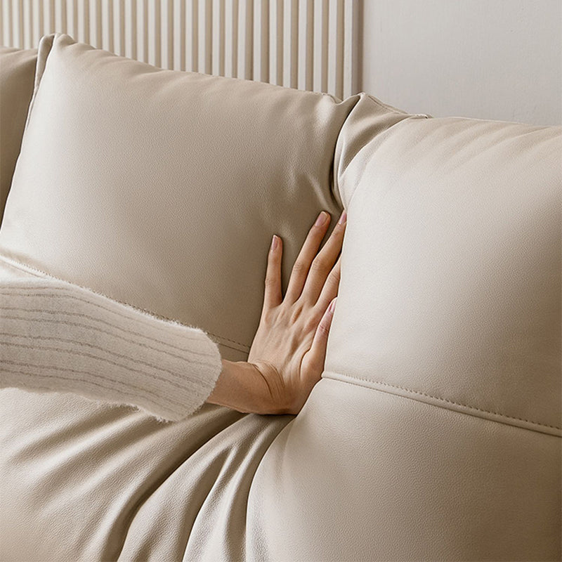 No Distressing Solid Color Scratch Resistant Leather Sofa for Living Room