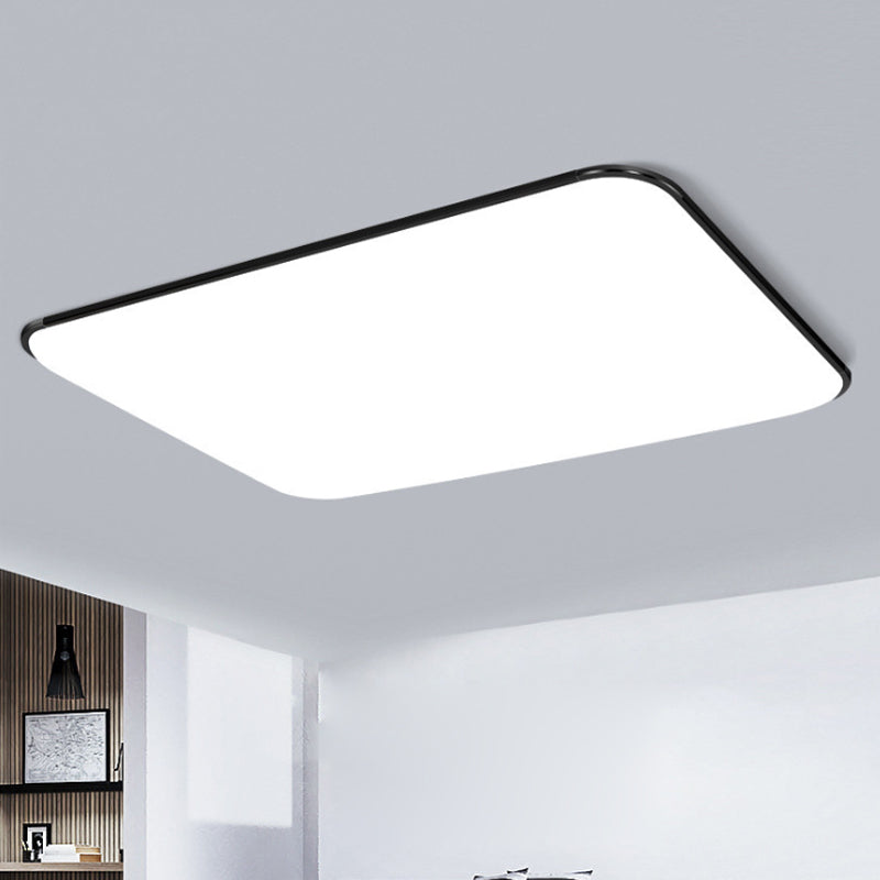 Rectangular Flushmount Lighting Simple Stylish LED Acrylic Ceiling Light Fixture in White for Bedroom, 25.5"/32" Diameter