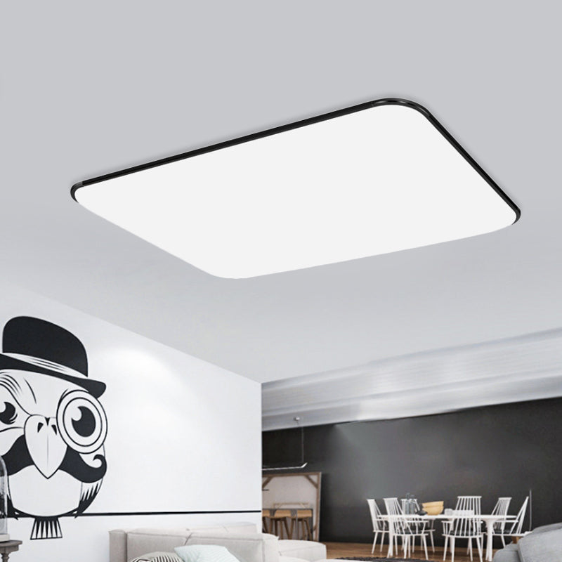 Rectangular Flushmount Lighting Simple Stylish LED Acrylic Ceiling Light Fixture in White for Bedroom, 25.5"/32" Diameter