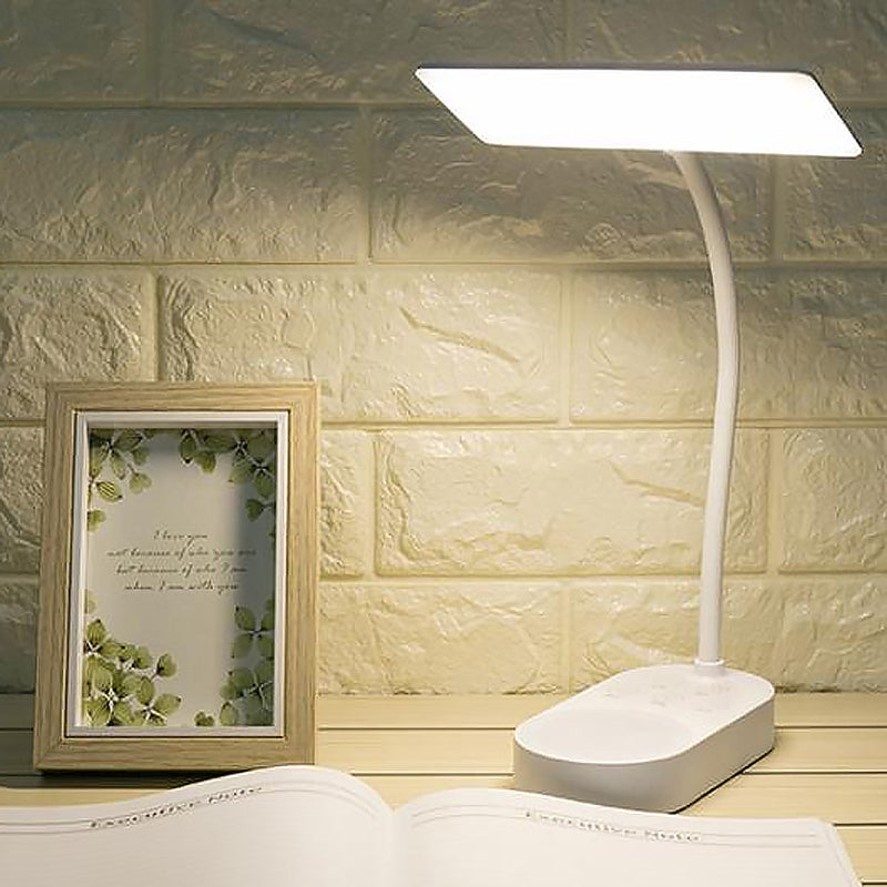 White Rectangular Panel Shade Desk Lamp Modern Simple LED Reading Light for Bedside