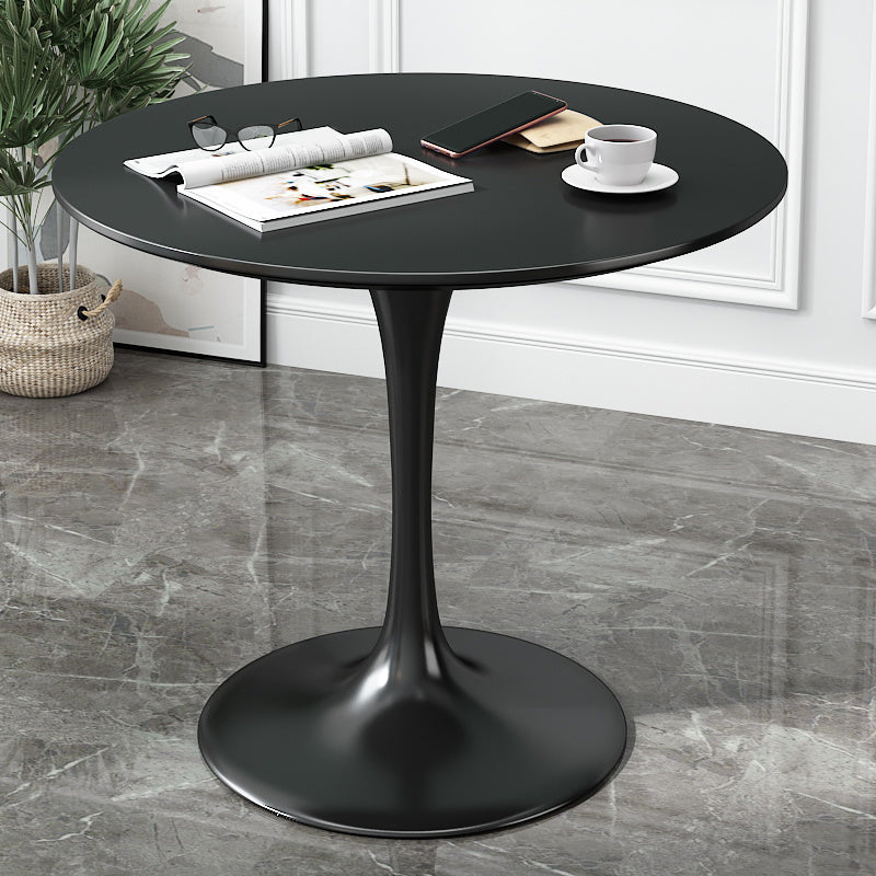 Minimalist White and Black Round Table with Tulip Style for 4 Person
