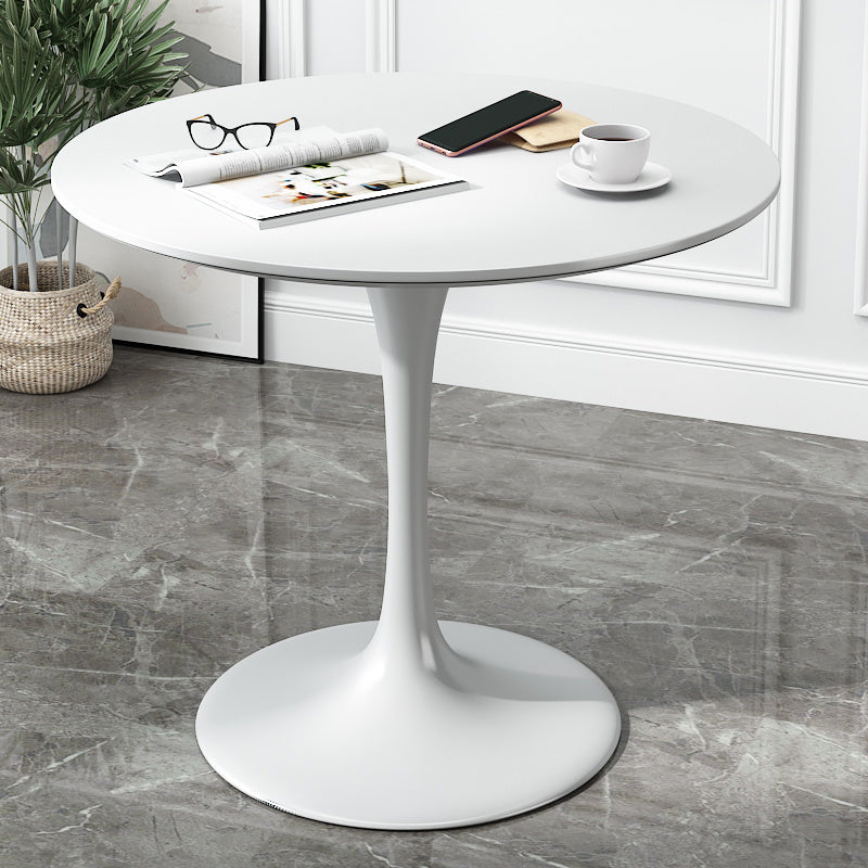 Minimalist White and Black Round Table with Tulip Style for 4 Person