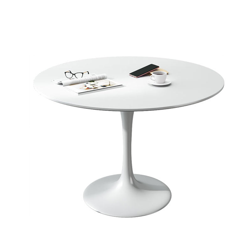 Minimalist White and Black Round Table with Tulip Style for 4 Person