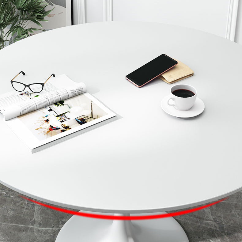 Minimalist White and Black Round Table with Tulip Style for 4 Person