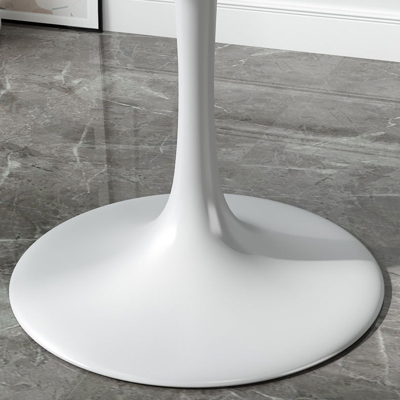 Minimalist White and Black Round Table with Tulip Style for 4 Person