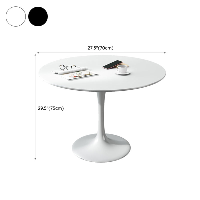 Minimalist White and Black Round Table with Tulip Style for 4 Person