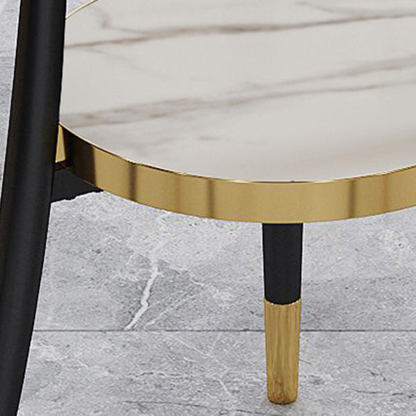 Round Dining Table Modern White Wooden Tabletop with Storage