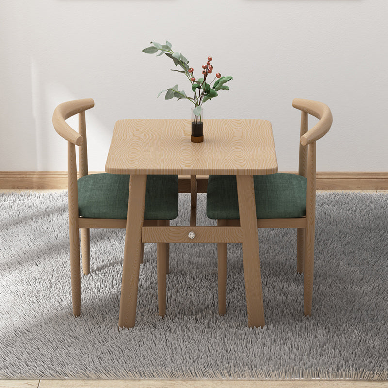 Square Dining Table Modern Plastic Tabletop with Metal Trestle Base