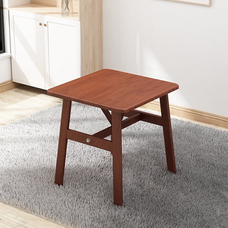 Square Dining Table Modern Plastic Tabletop with Metal Trestle Base