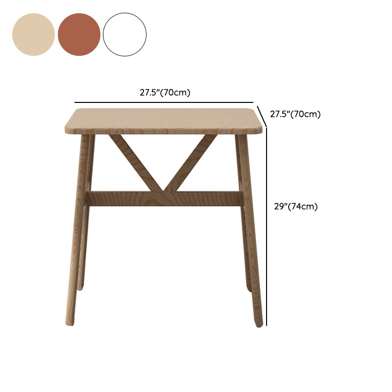 Square Dining Table Modern Plastic Tabletop with Metal Trestle Base