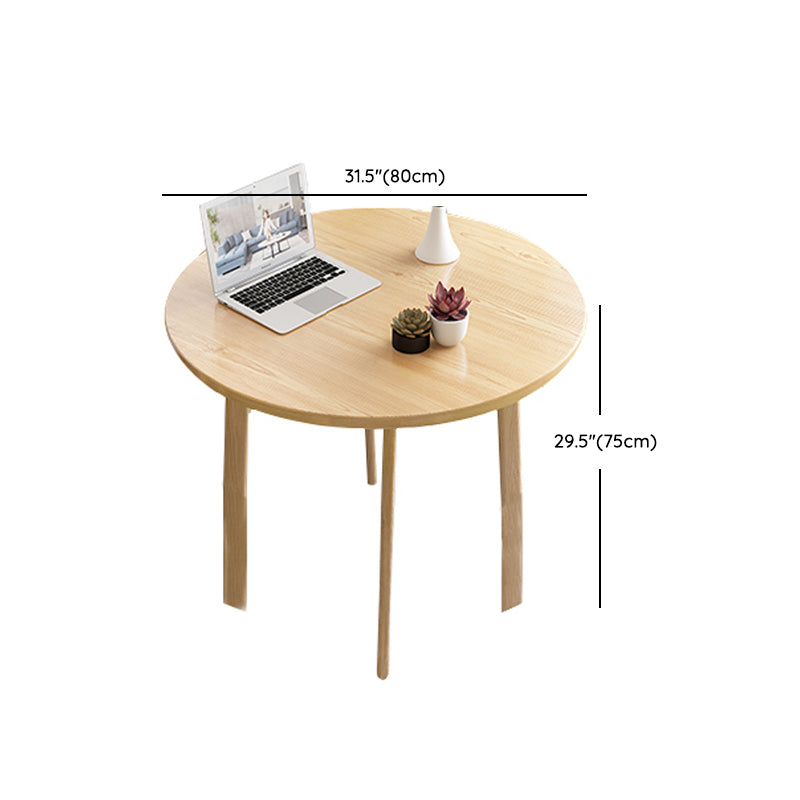 Round Dinner Table Modern Natural Wooden Tabletop for 2 Persons