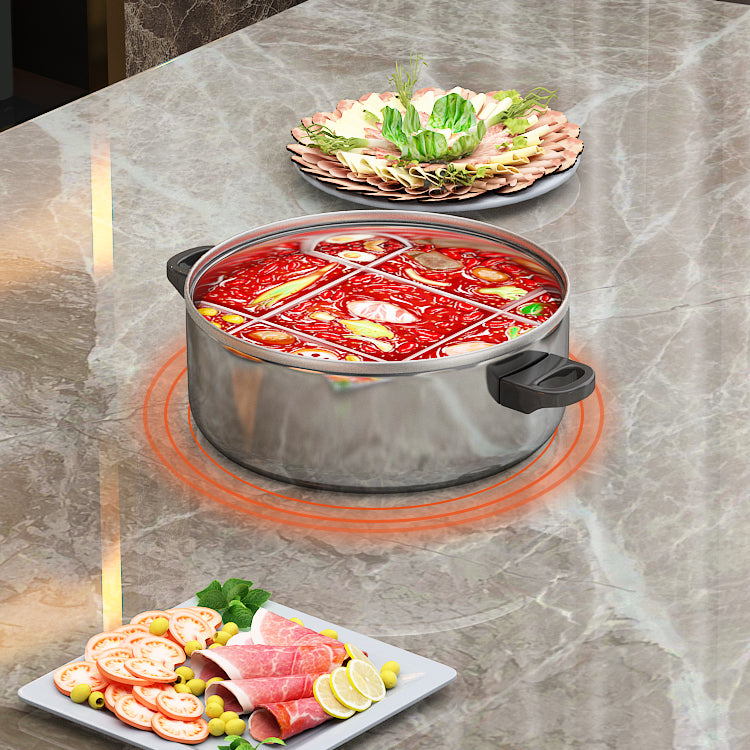 Modern Extendable Dining Table Round Stone Tabletop with Storage