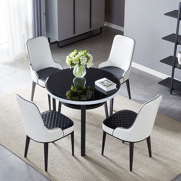 Glass Dining Room Table for 2 Person Round Tabletop with Storage