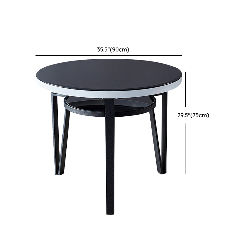 Glass Dining Room Table for 2 Person Round Tabletop with Storage