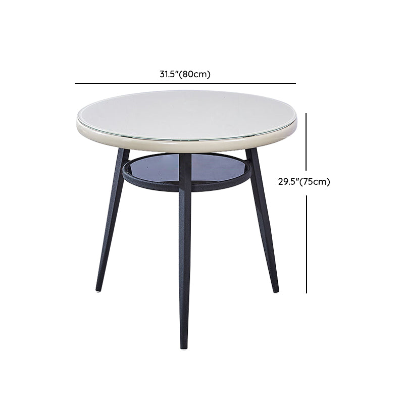 Glass Dining Room Table for 2 Person Round Tabletop with Storage