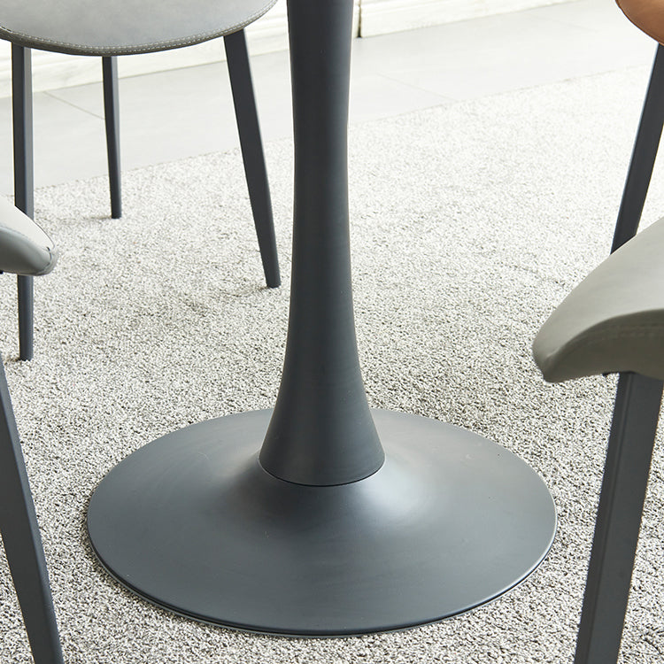 Contemporary Black Round Stone Dining Table with Tulip Style