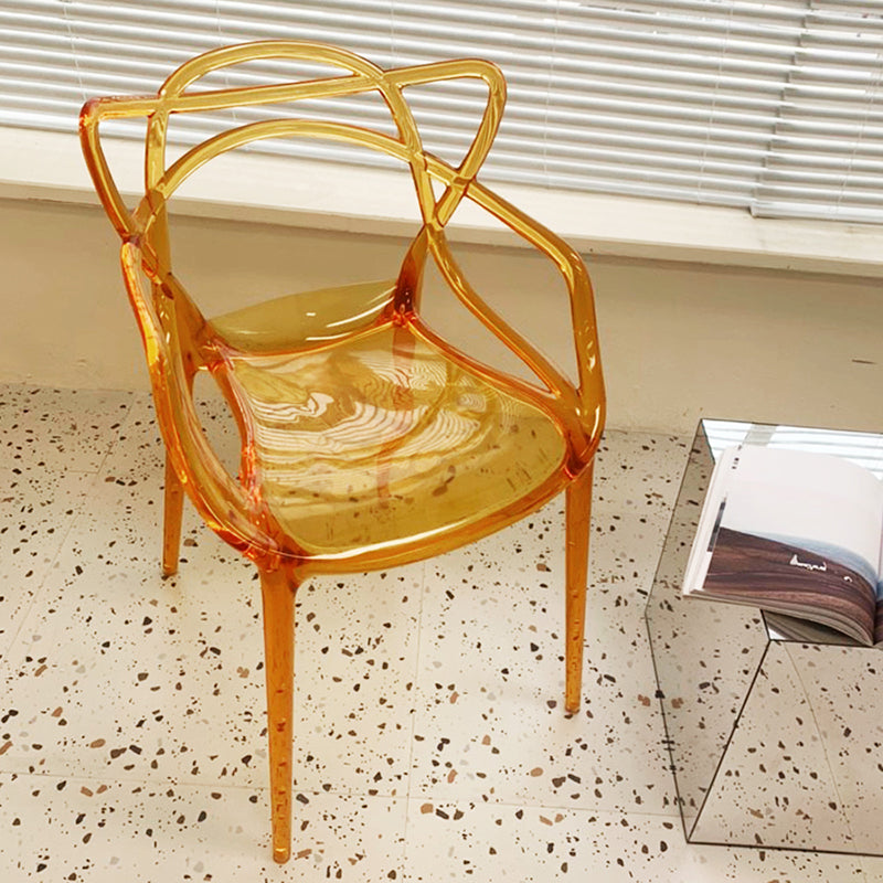 Contemporary Indoor Plastic Open Back Stacking Dining Arm Chair
