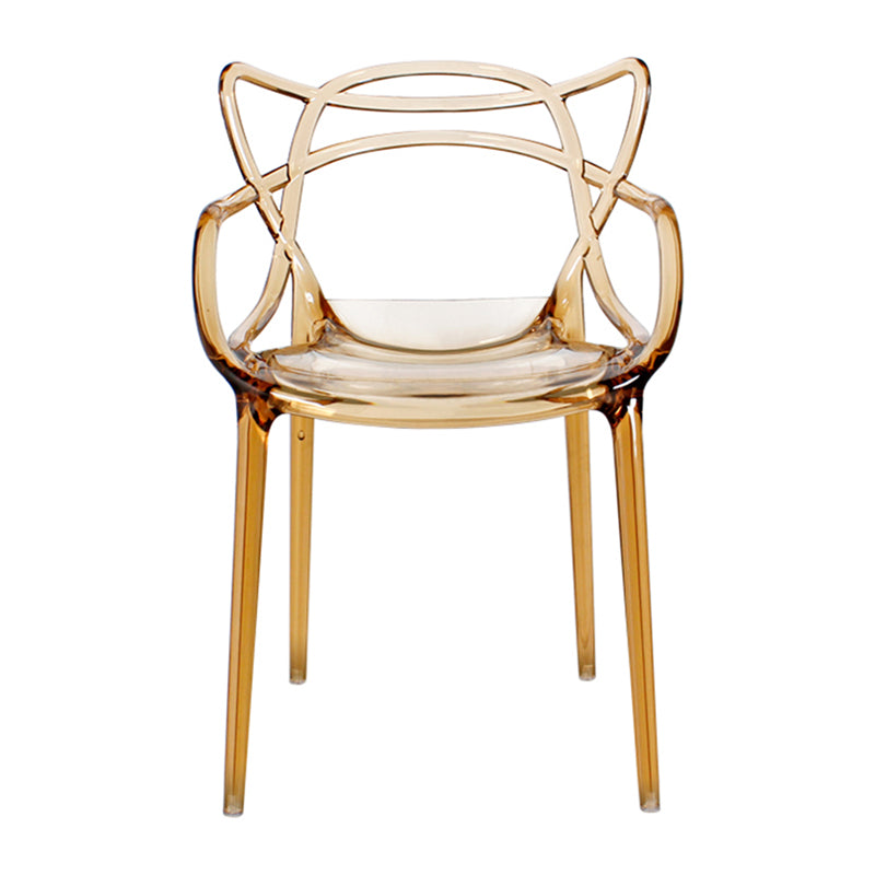 Contemporary Indoor Plastic Open Back Stacking Dining Arm Chair