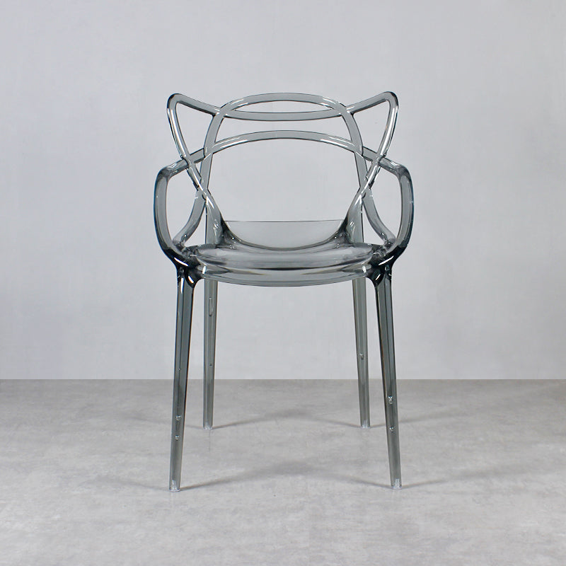 Contemporary Indoor Plastic Open Back Stacking Dining Arm Chair