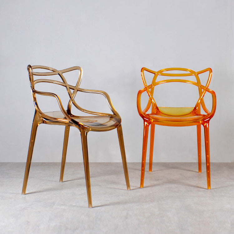 Contemporary Indoor Plastic Open Back Stacking Dining Arm Chair