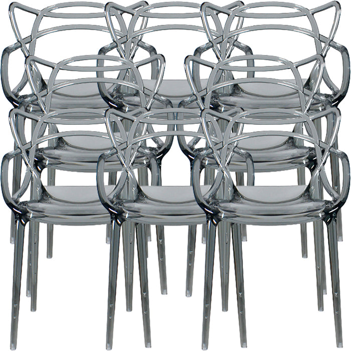 Contemporary Indoor Plastic Open Back Stacking Dining Arm Chair