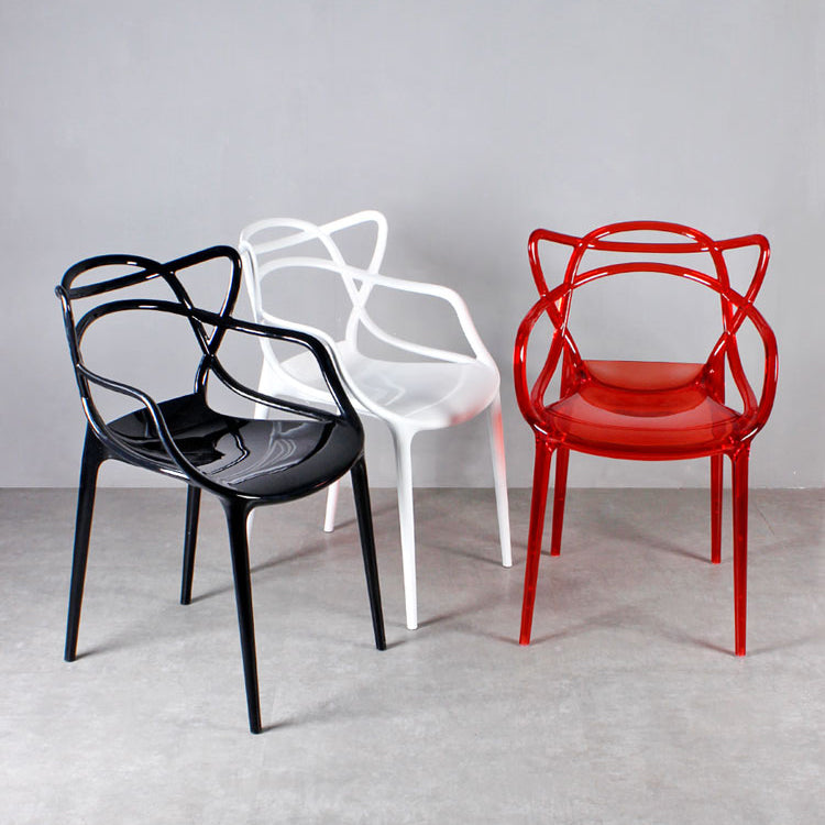 Contemporary Indoor Plastic Open Back Stacking Dining Arm Chair
