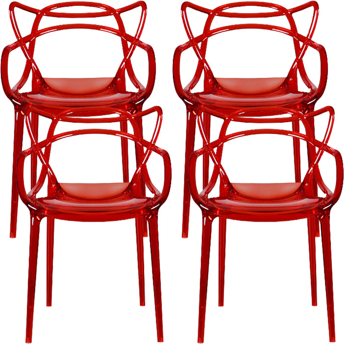 Contemporary Indoor Plastic Open Back Stacking Dining Arm Chair