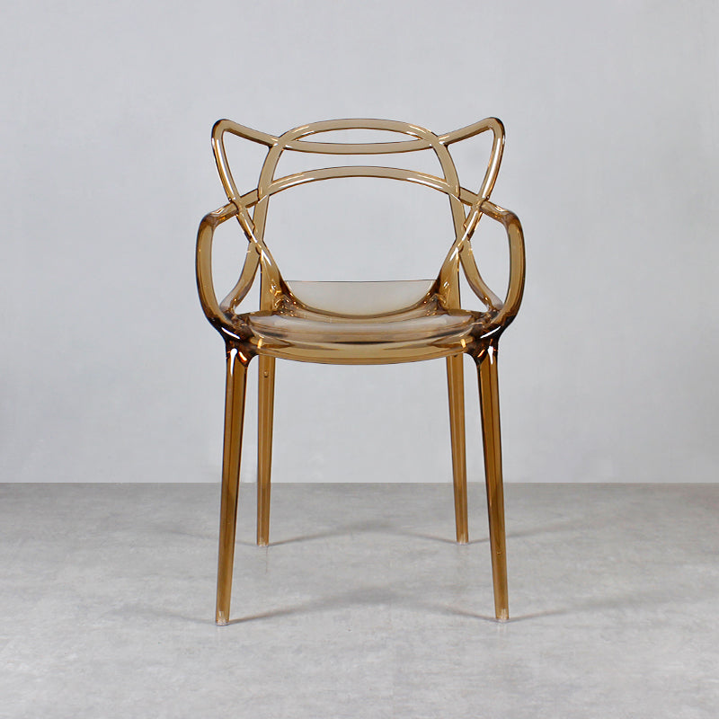 Contemporary Indoor Plastic Open Back Stacking Dining Arm Chair