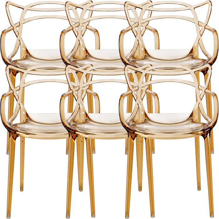 Contemporary Indoor Plastic Open Back Stacking Dining Arm Chair