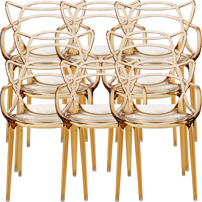 Contemporary Indoor Plastic Open Back Stacking Dining Arm Chair