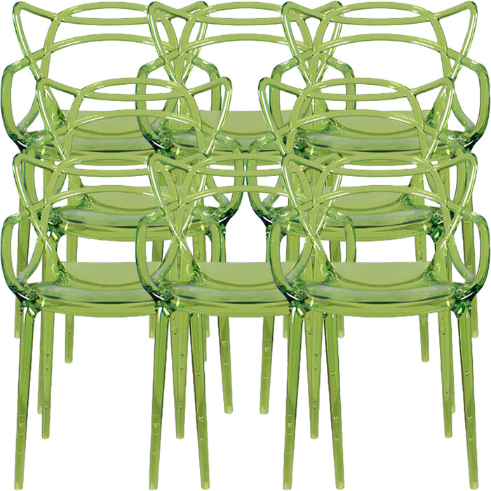Contemporary Indoor Plastic Open Back Stacking Dining Arm Chair