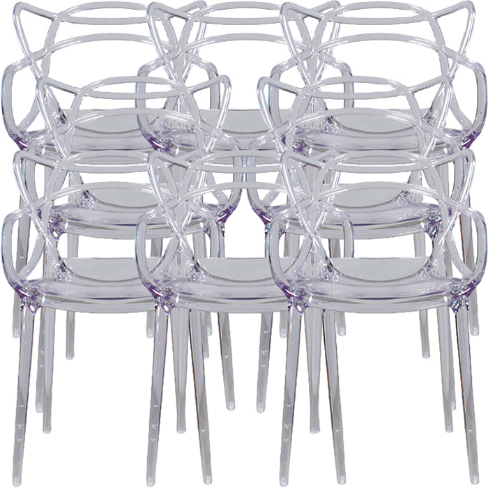 Contemporary Indoor Plastic Open Back Stacking Dining Arm Chair