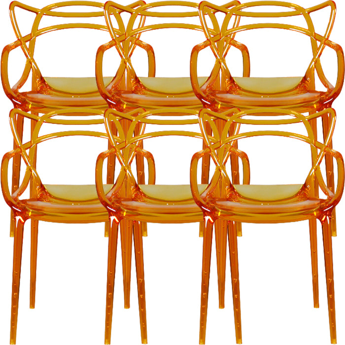 Contemporary Indoor Plastic Open Back Stacking Dining Arm Chair