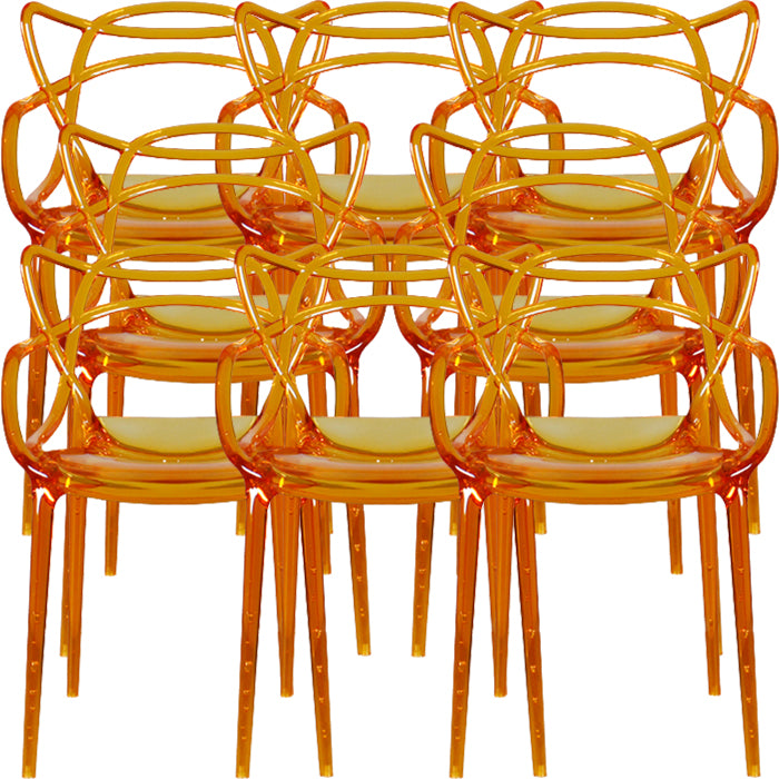 Contemporary Indoor Plastic Open Back Stacking Dining Arm Chair