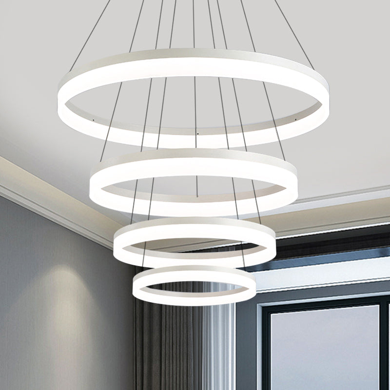 Minimalist Loop Acrylic Drop Pendant LED 4/5 Lights Ceiling Chandelier Lighting Fixture in Warm/White Light