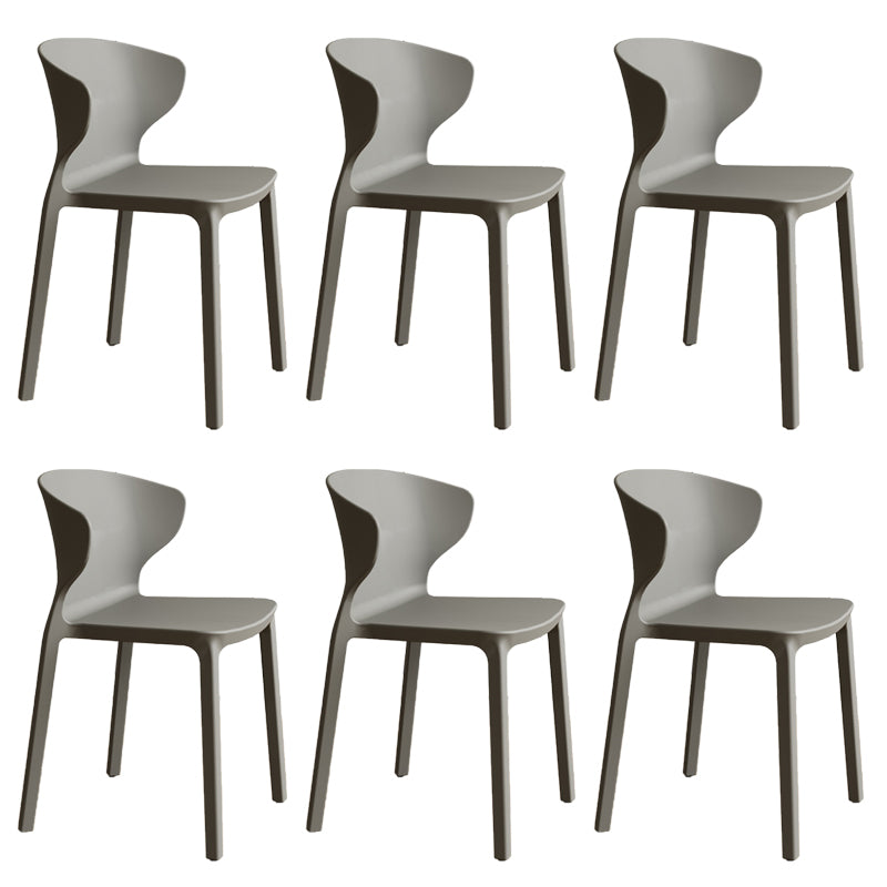 Contemporary Indoor Plastic Wingback Stackable Armless Dining Side Chair