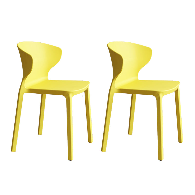 Contemporary Indoor Plastic Wingback Stackable Armless Dining Side Chair