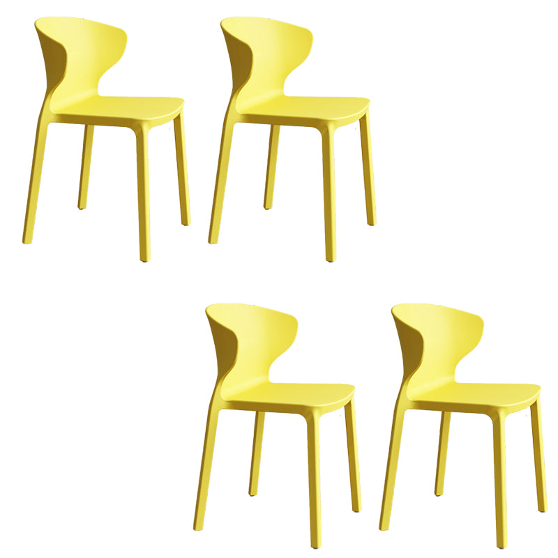 Contemporary Indoor Plastic Wingback Stackable Armless Dining Side Chair
