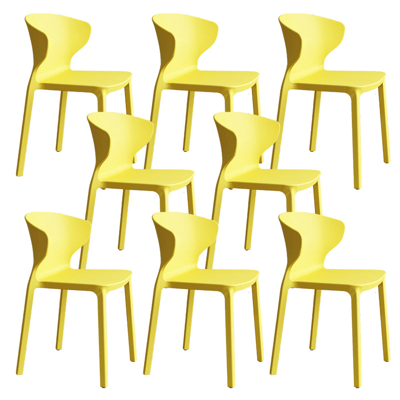 Contemporary Indoor Plastic Wingback Stackable Armless Dining Side Chair