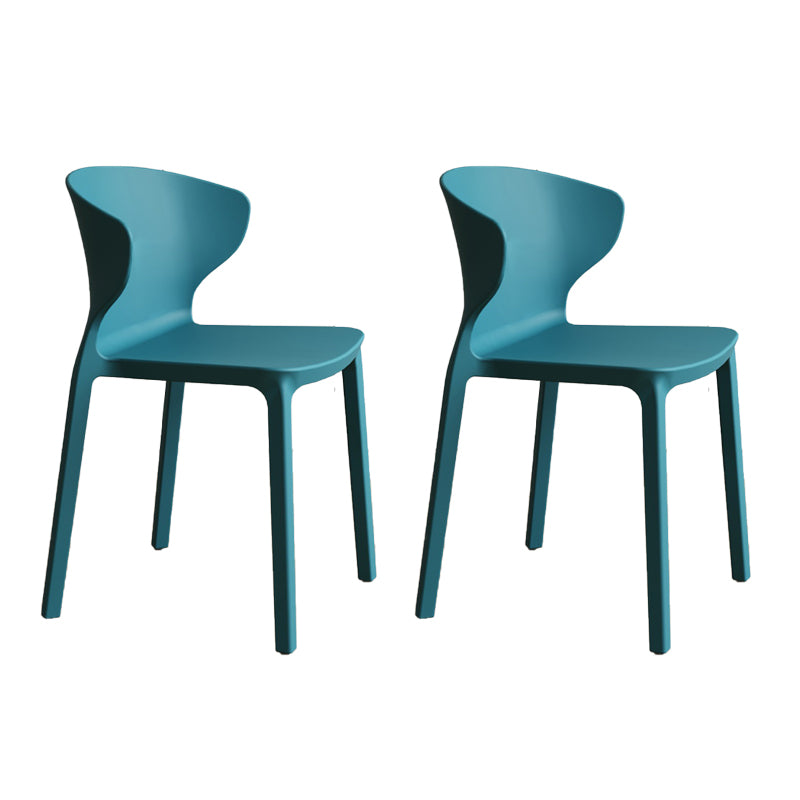 Contemporary Indoor Plastic Wingback Stackable Armless Dining Side Chair