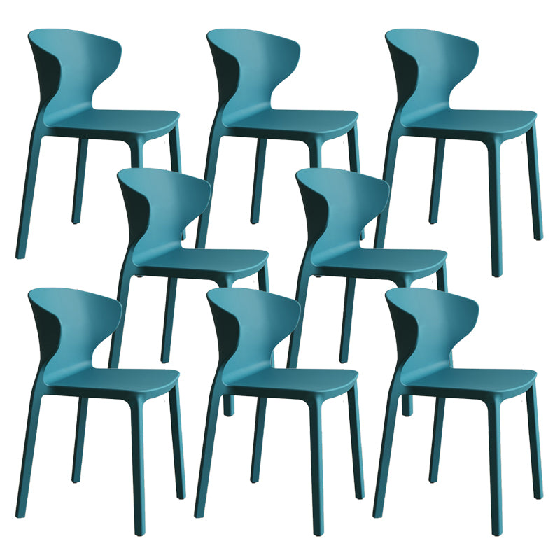 Contemporary Indoor Plastic Wingback Stackable Armless Dining Side Chair