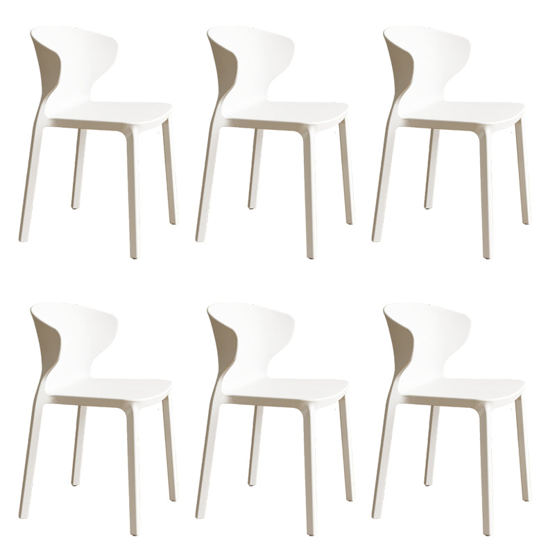 Contemporary Indoor Plastic Wingback Stackable Armless Dining Side Chair